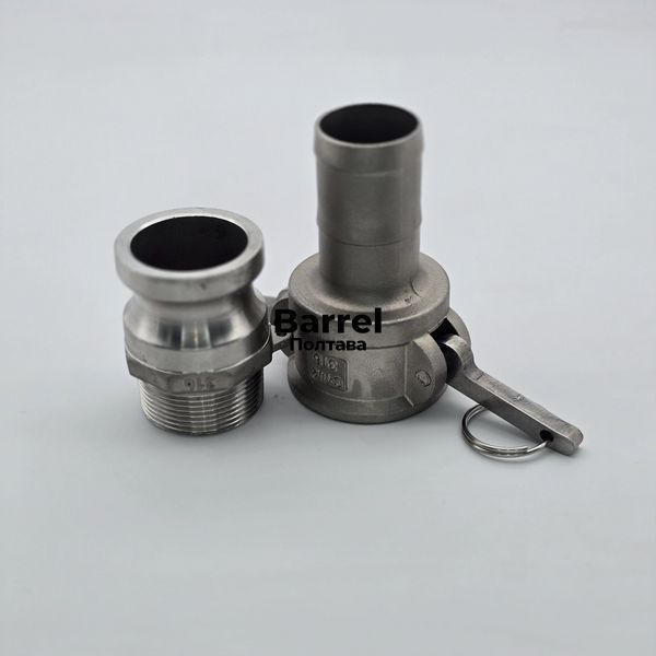 Комплект Camlock F+C 1 1/2&rdquo; AISI 316 &ndash; штуцер из наружн. резьбой + муфта с елкой &Oslash;38 мм 60252024 фото