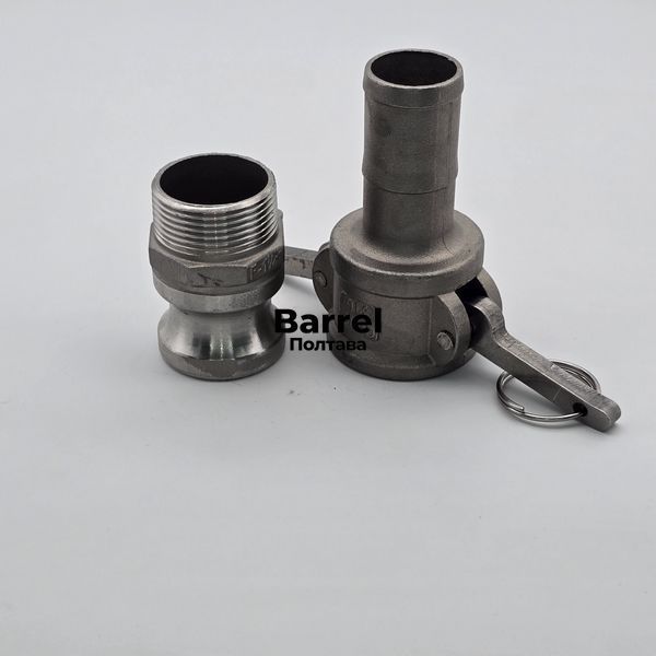 Комплект Camlock F+C 1 1/4&rdquo; AISI 316 &ndash; штуцер из наружн. резьбой + муфта с елкой &Oslash;32 мм 60252020 фото
