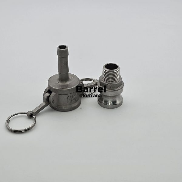 Комплект Camlock F+C 1/2&Prime; AISI 316 &ndash; штуцер из наруж. резьбой + муфта с елкой &Oslash;13 мм 60252008 фото