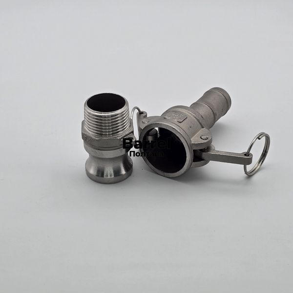 Комплект Camlock F+C 1&Prime; AISI 316 &ndash; штуцер із зовн. різьбою + муфта з ялинкою &Oslash;25 мм 60252016 фото
