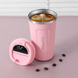 Термокухоль Coffee 380 мл з градусником рожева з нержавіючої сталі 5032 фото 1