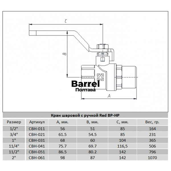 Кран кульовий ЗР-ВР 1" RAFTEC RED CBH-031 CBH-031 фото
