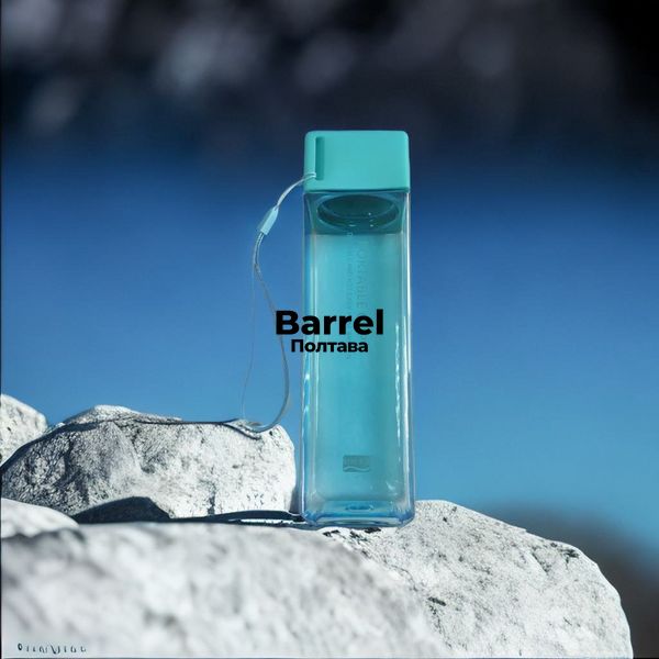 Бутылка для воды 500 мл пластиковая квадратная голубая